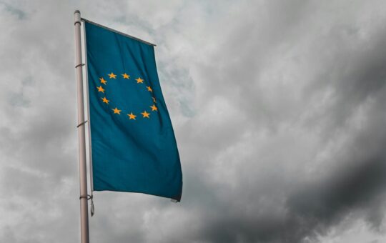 European Union flag illustrating the release of the bloc's first draft of regulatory guidance for general-purpose AI models in the EU that could set a legal benchmark for artificial intelligence regulations around the world.