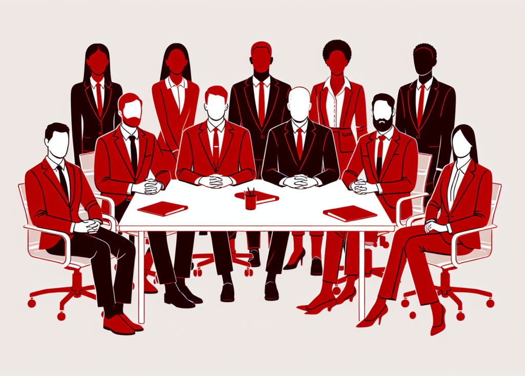 A team of people in red illustrating new AI red teaming methods created by OpenAI to improve the safety of new artificial intelligence models.